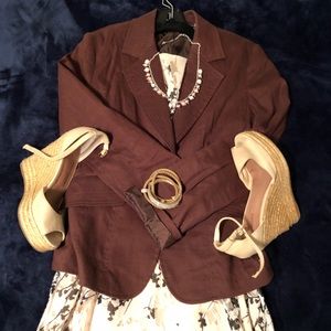 Brown and off white dress